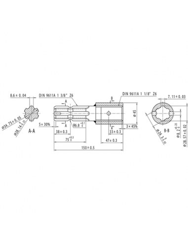 671000KR - Reductor TDF 1 1/8" Z6 -1 3/8" Z6