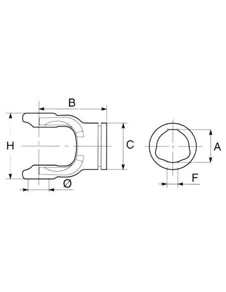 PTO960OTYGP - Horquilla Tubo Perfil Exterior PTO 60 (Cruceta 30,2x91,4 mm) PTO960OTYGP - Horquilla Tubo Perfil Exterior PTO 60 (Cruceta 30,2x91,4 mm)