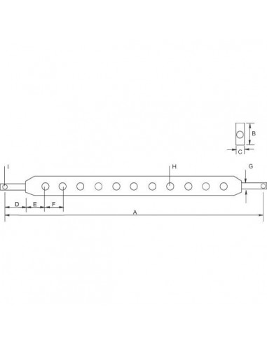 Z628800KR - Barra de Tiro 11 Agujeros Cat. 2 800 mm.