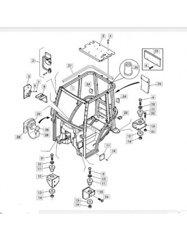 ER359567 - John Deere Set Espejo Retrovisor Derecho Serie 15 Fruteros-Viñedos