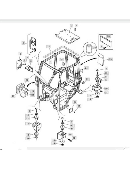 ER359567 - John Deere Set Espejo Retrovisor Derecho Serie 15 Fruteros-Viñedos