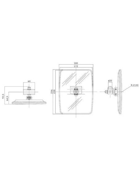 CA6480025 - Espejo Retrovisor 235x180 mm. 20-20 mm