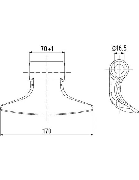 483304 - Martillo Trituradora 70x170D16R88p HMF Adaptable