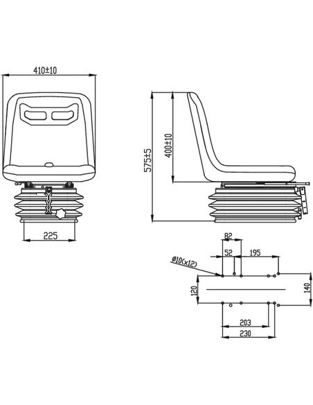 TS41000GP - Asiento Suspensión Mecánica 575x410x370 mm.