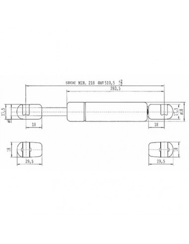 CA490768 - Amortiguador Gas 519,5 mm - 200 N