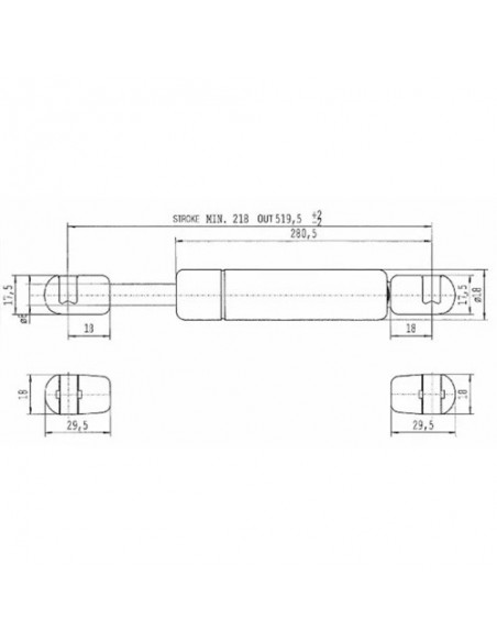 CA490768 - Amortiguador Gas 519,5 mm - 200 N
