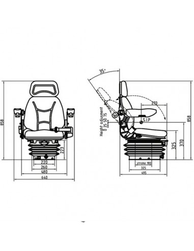 TS40000GP - Asiento Textil Suspensión Mecánica 48x85,8x 49,5 cm.