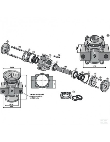 17100042 - Carcasa Monoblock Grada Discos Adaptable Souchu-Pinet