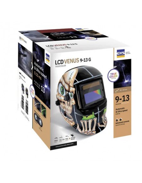 064973GYS - GYS Casco Protección Soldadura  LCD Venus 9/13 G Bones True color