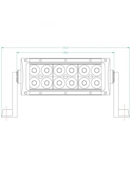 LA10302 - Barra Luces LED 36W 3060 lm 12-24V 193 x 57 mm Proyector  Blanca 12 LED