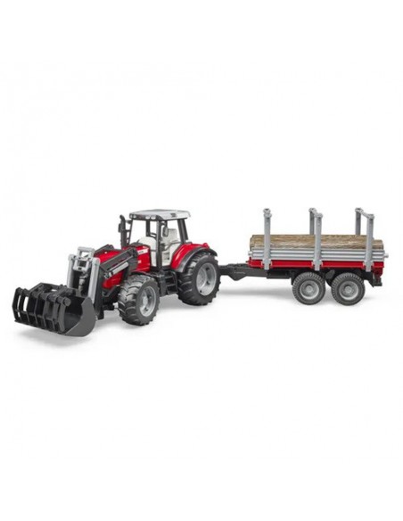 U02046 - Massey Ferguson 7480 con Cargador frontal y Remolque de madera