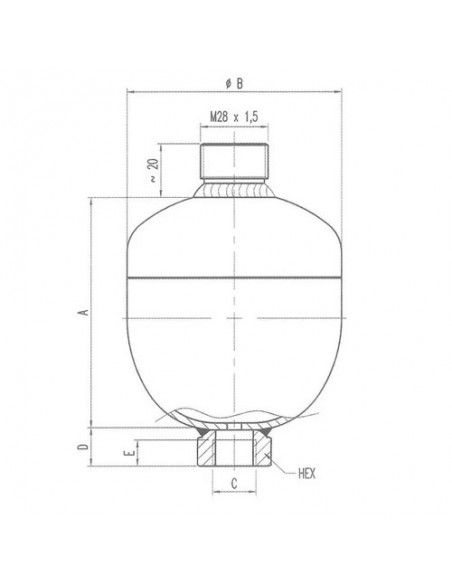 WA21020501OFDA30 - Acumulador 0,5 L 210/30 bar WA21020501OFDA30 - Acumulador 0,5 L 210/30 bar