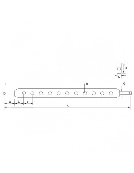 Z612525GP - Barra de Tiro 5 Agujeros 525x63 mm